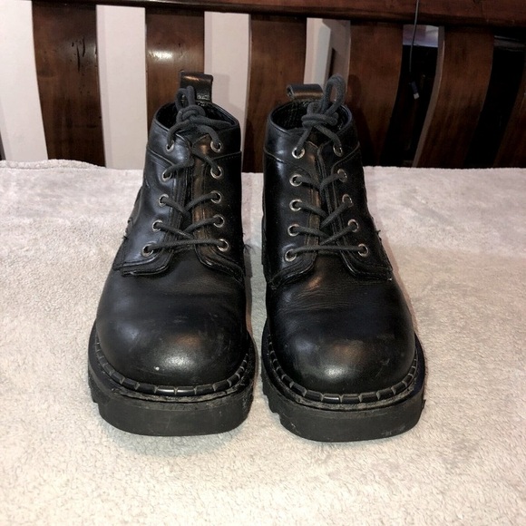 CATERPILLAR Mens Black Leather Ankle Work Boots Sz 8 - Picture 3 of 10